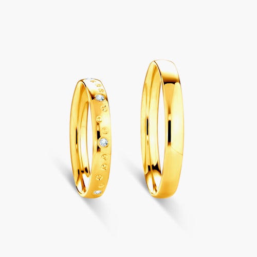 Obrączki ślubne: złote, półokrągłe, 3 mm